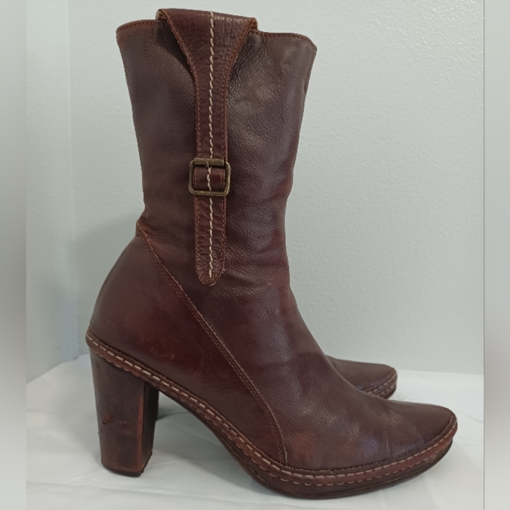Alberto Fermani chunky heel boots Brown leather zip-up  made in Italy size39 - Picture 11 of 15